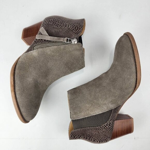 Vionic NWOB Anne Bootie Size 6 Taupe Brown Leather Stacked Heel Zip Entry Boho‎ - Picture 8 of 11